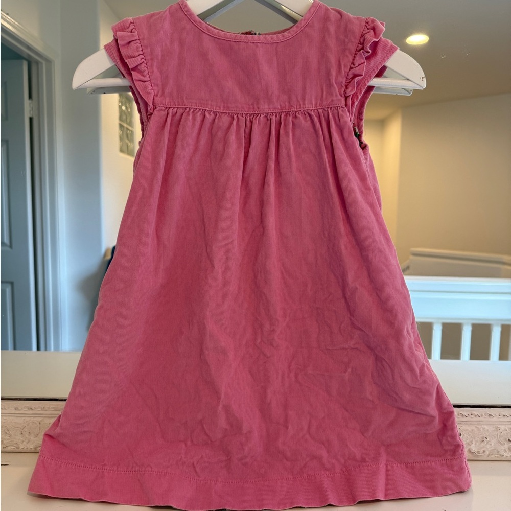 Mini Boden Pink  Brushed  Corduroy Dress with liberty flowers print size 6/7